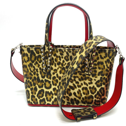 Christian Louboutin Tote Bag Leather / PVC Brown type Leopard leopard pattern Kabata E/W Women Used Authentic