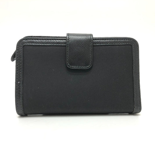 PRADA Folded wallet 1ML225 Nylon leather black triangle plate Women Used Authentic