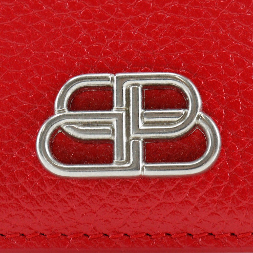 BALENCIAGA Bifold Wallet 601474 leather Red BB logo Women Used Authentic