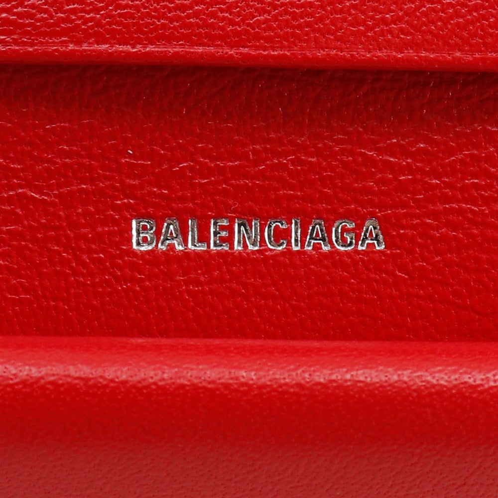 BALENCIAGA Bifold Wallet 601474 leather Red BB logo Women Used Authentic