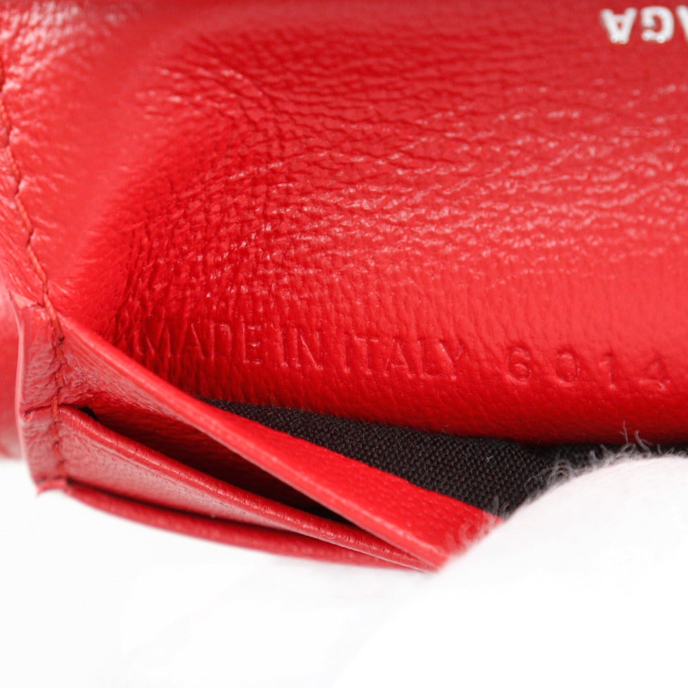 BALENCIAGA Bifold Wallet 601474 leather Red BB logo Women Used Authentic