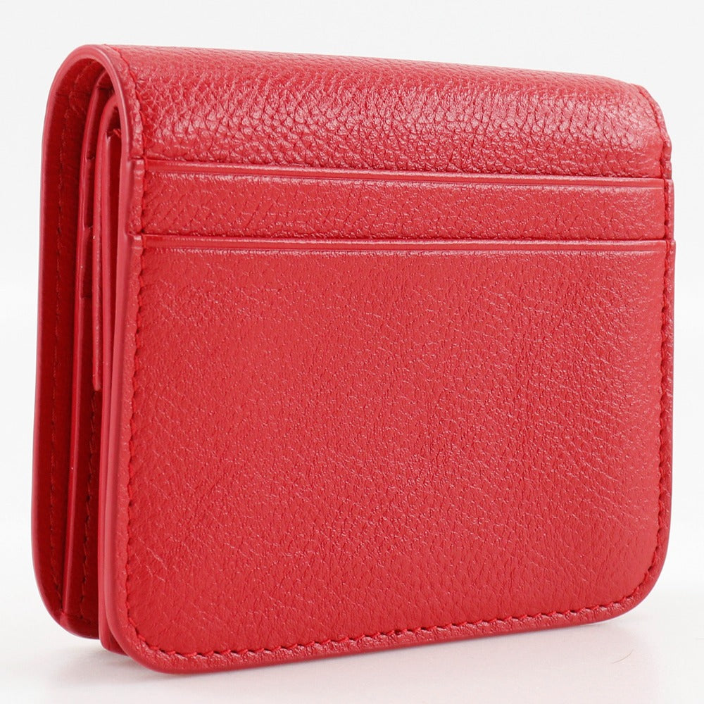 BALENCIAGA Bifold Wallet 601474 leather Red BB logo Women Used Authentic