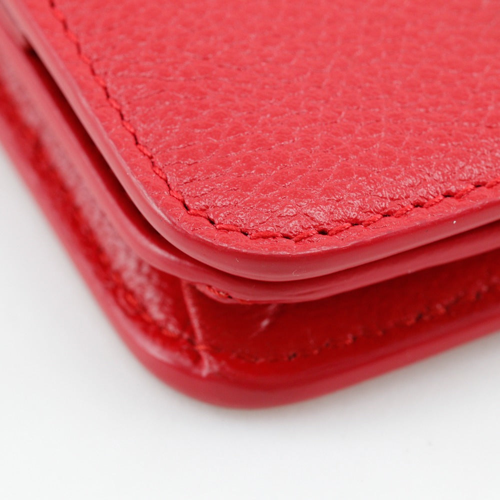 BALENCIAGA Bifold Wallet 601474 leather Red BB logo Women Used Authentic