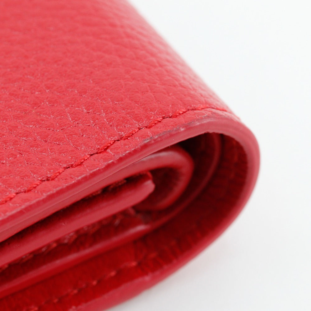 BALENCIAGA Bifold Wallet 601474 leather Red BB logo Women Used Authentic