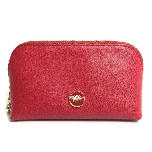 LOEWE Pouch leather Red anagram Women Used Authentic