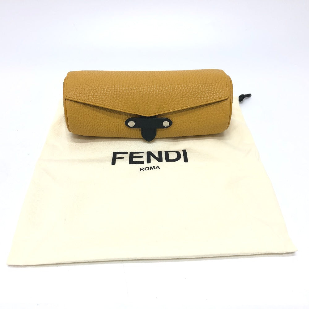 FENDI Accessory pouch 7AS073 leather yellow Watch case Watch case Women Used Authentic