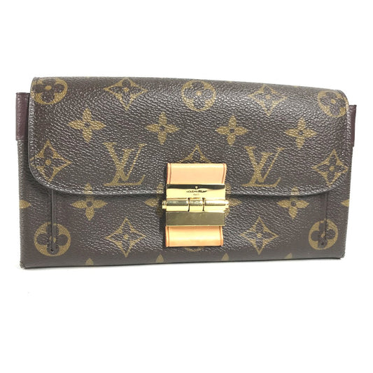 LOUIS VUITTON Long Wallet Purse M60414 Monogram canvas Brown x Gold Metal Bifold Wallet Portefeuille Elyses mens Used Authentic