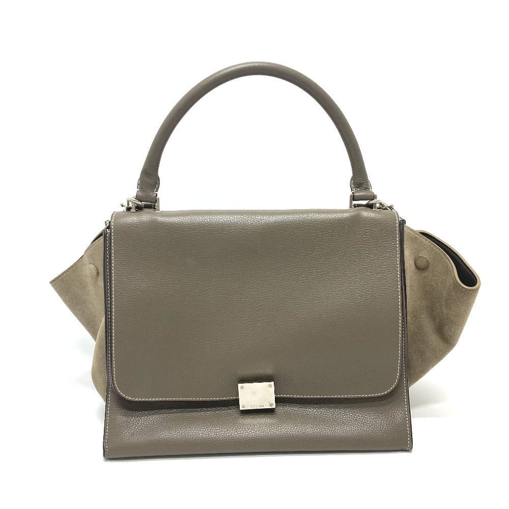 CELINE Handbag leather Brown Trapeze Women Used Authentic