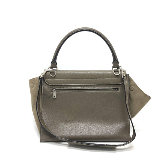 CELINE Handbag leather Brown Trapeze Women Used Authentic