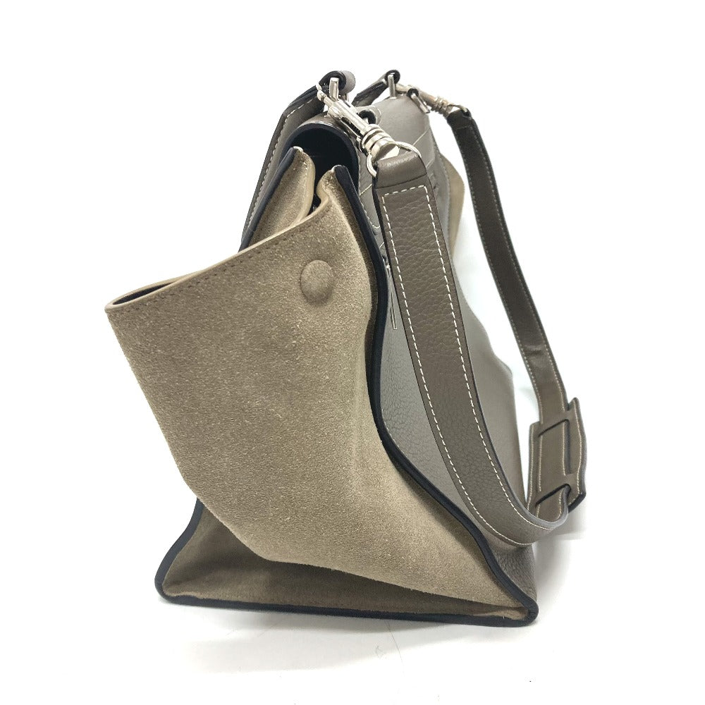 CELINE Handbag leather Brown Trapeze Women Used Authentic