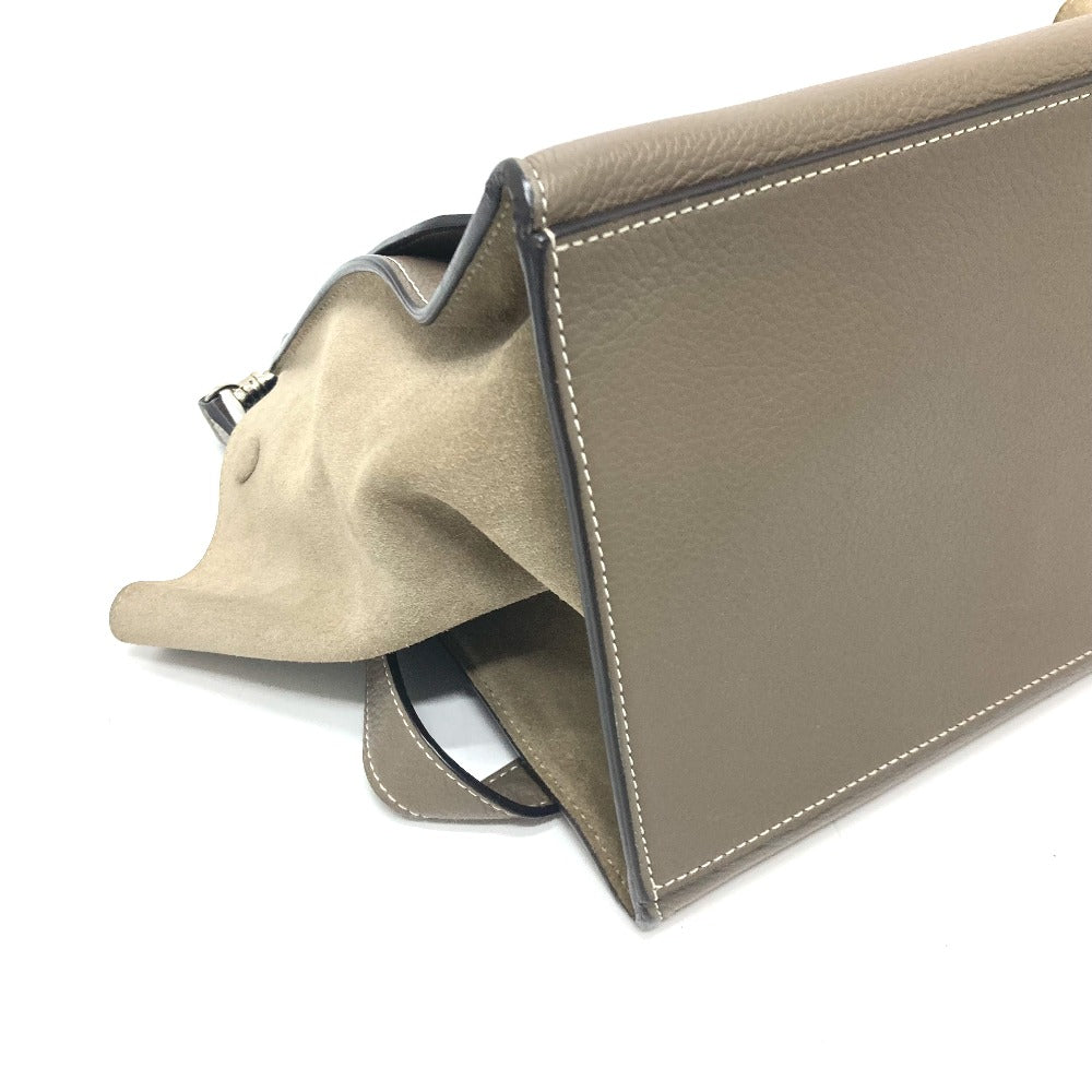 CELINE Handbag leather Brown Trapeze Women Used Authentic