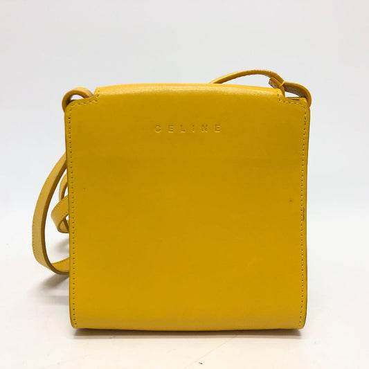 CELINE Shoulder Bag Leather / canvas Yellow / beige flour Women Used Authentic