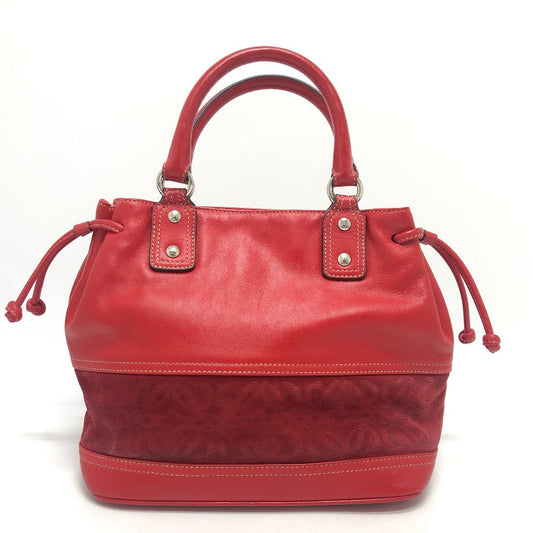 LOEWE Handbag Leather / suede Red W pocket Women Used Authentic