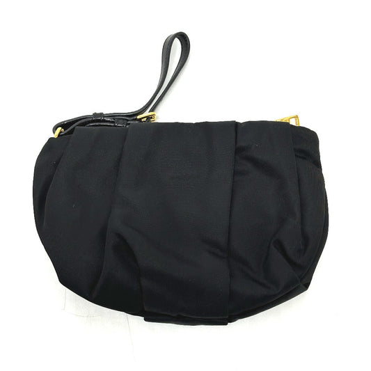 PRADA Accessory pouch 1N1422 Leather / nylon black logo ribbon Women Used Authentic
