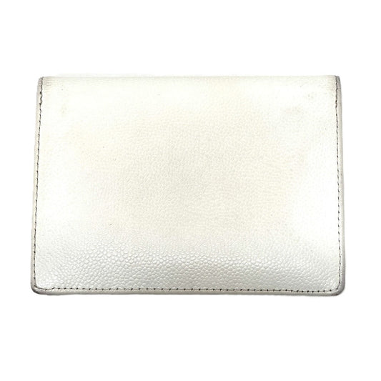 CHANEL Folded wallet Caviar skin white COCO Mark Women Used Authentic