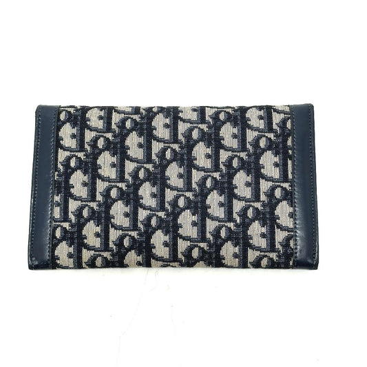 Dior Long Wallet Purse Jacquard Navy Trotter jacquard