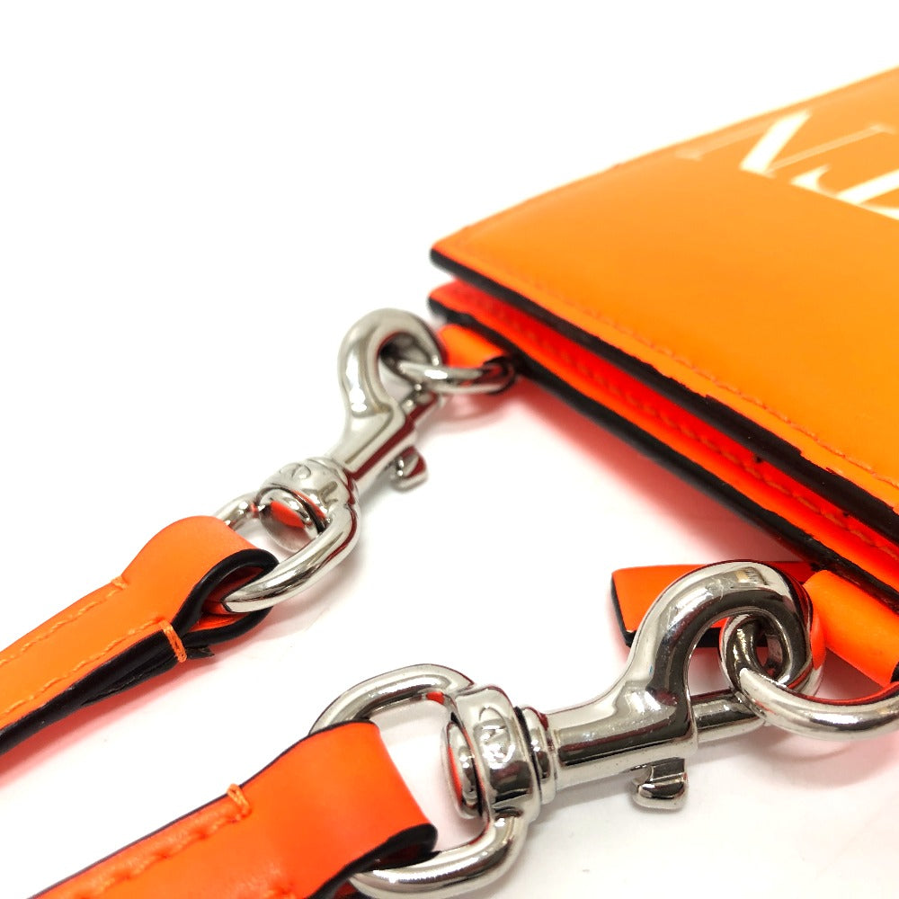 Valentino Folded wallet leather Orange VLTN logo Women Used Authentic