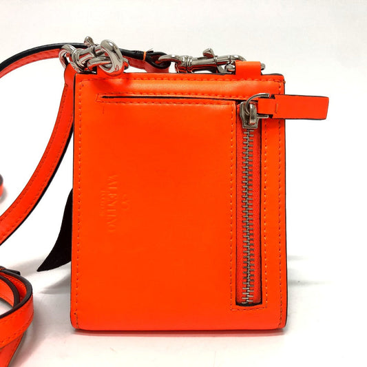 Valentino Folded wallet leather Orange VLTN logo Women Used Authentic