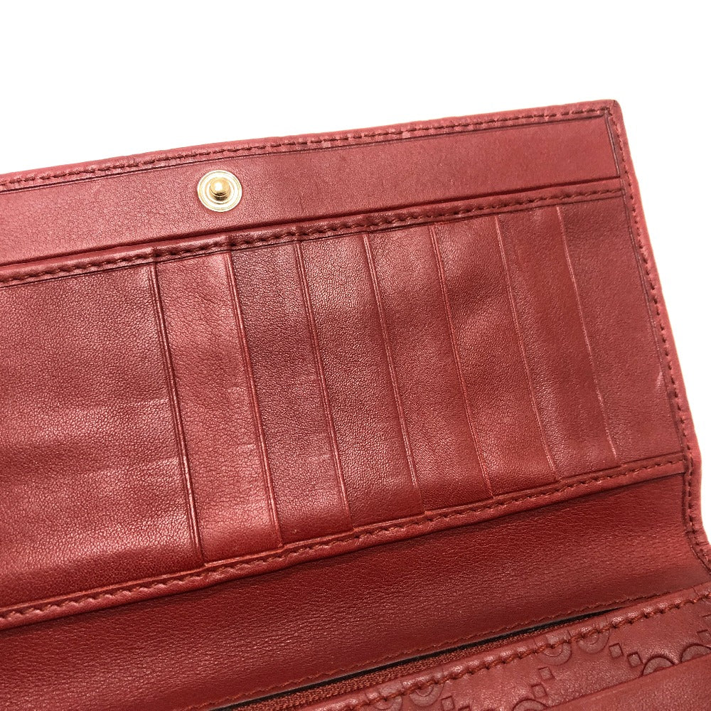 GUCCI Long Wallet Purse 212109 Sima leather Red GG Shima Line Women Used Authentic