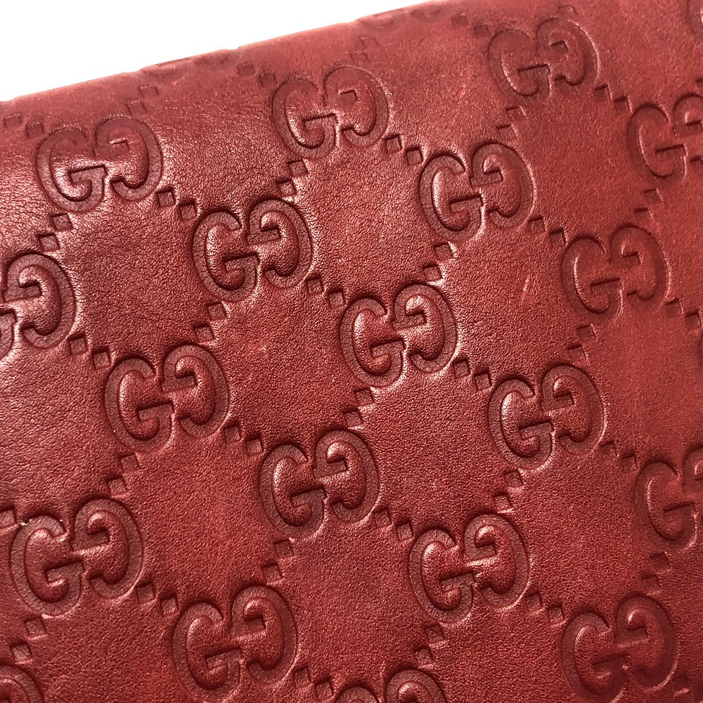 GUCCI Long Wallet Purse 212109 Sima leather Red GG Shima Line Women Used Authentic