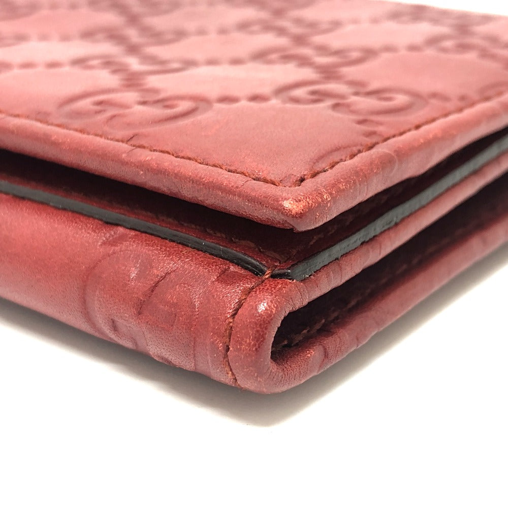 GUCCI Long Wallet Purse 212109 Sima leather Red GG Shima Line Women Used Authentic