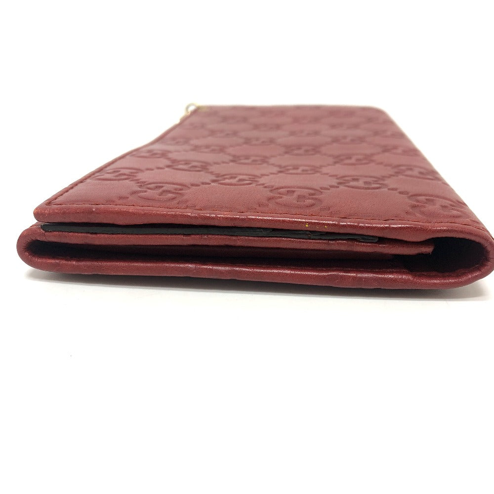 GUCCI Long Wallet Purse 212109 Sima leather Red GG Shima Line Women Used Authentic