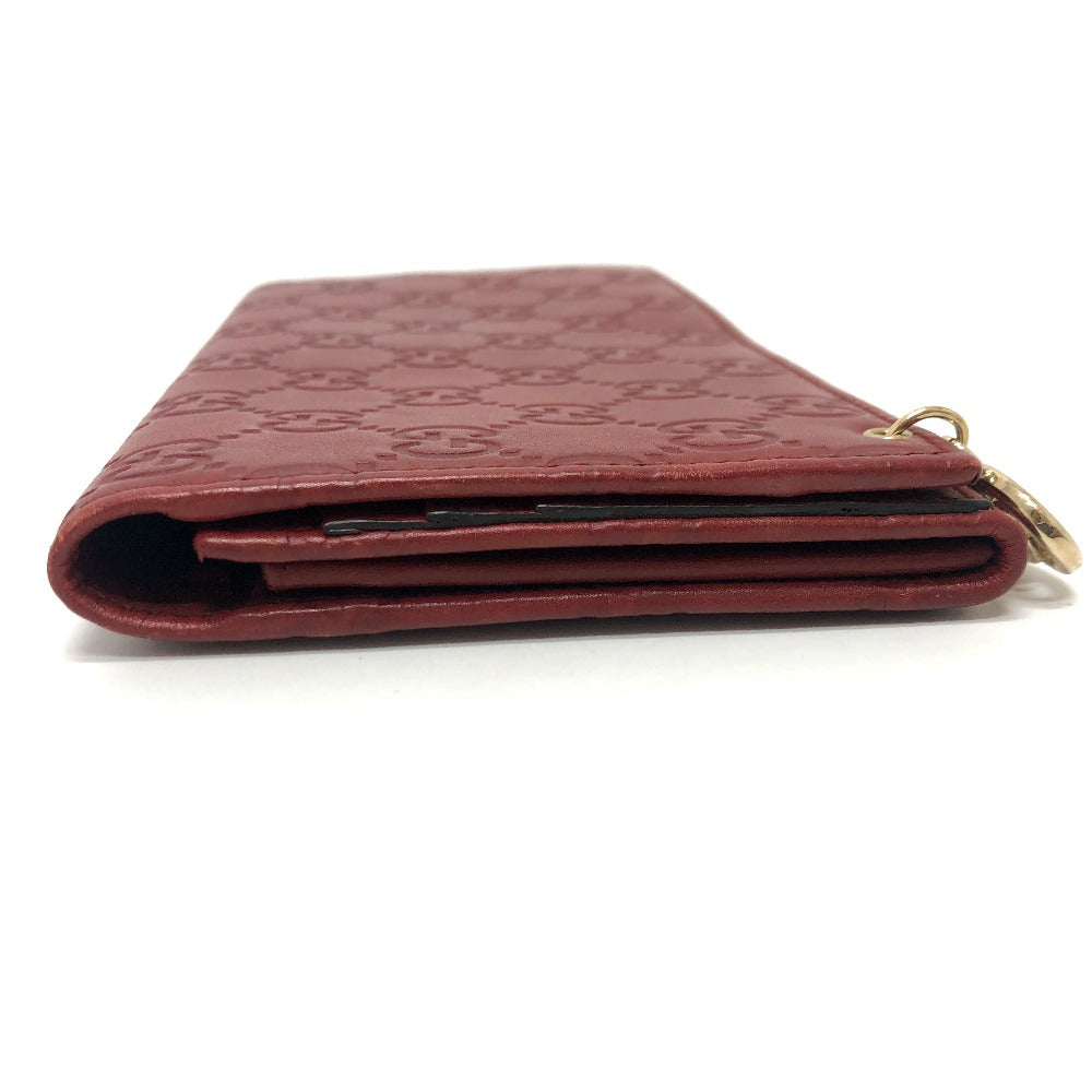 GUCCI Long Wallet Purse 212109 Sima leather Red GG Shima Line Women Used Authentic