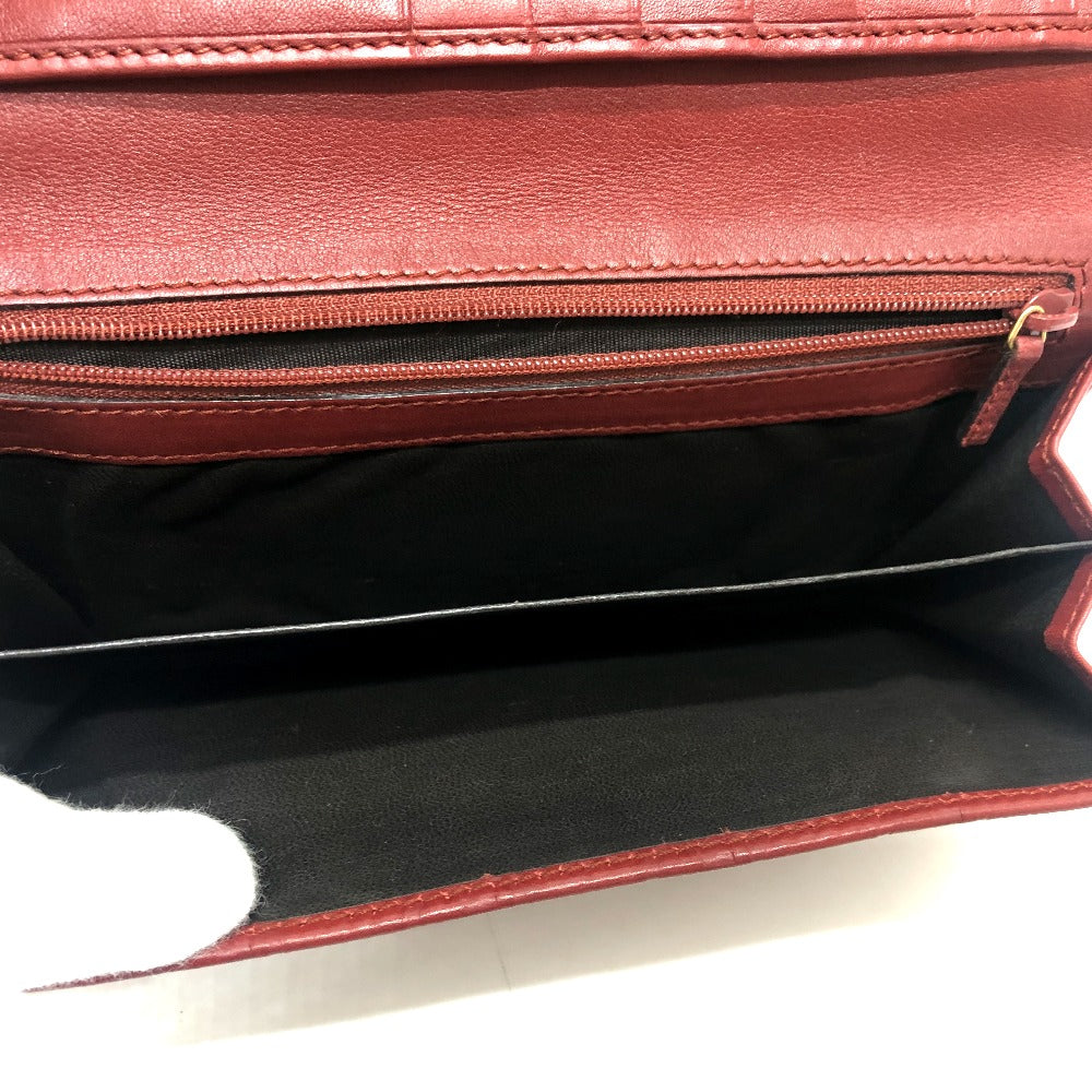 GUCCI Long Wallet Purse 212109 Sima leather Red GG Shima Line Women Used Authentic