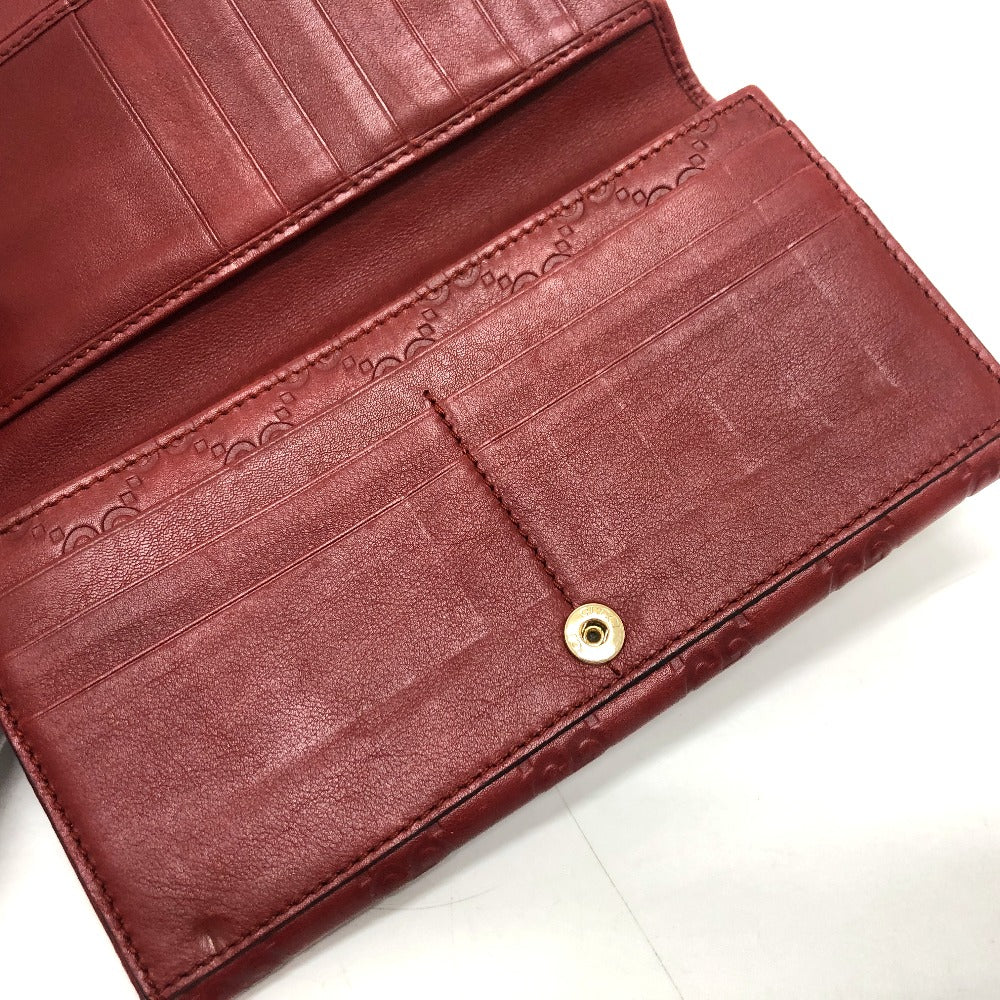 GUCCI Long Wallet Purse 212109 Sima leather Red GG Shima Line Women Used Authentic
