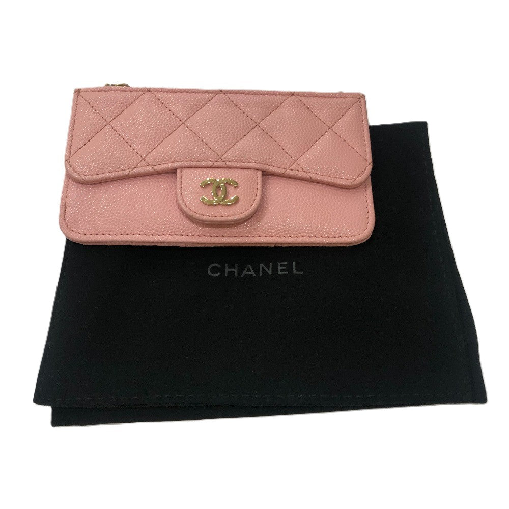 CHANEL Coin case AP2570 Caviar skin pink Matrasse Coin Card Holder Wallet Women Used Authentic