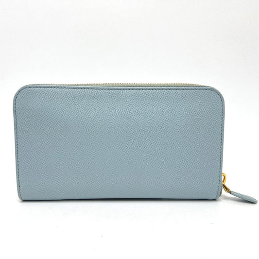 PRADA Long Wallet Purse 1M0506 saffiano leather blue logo