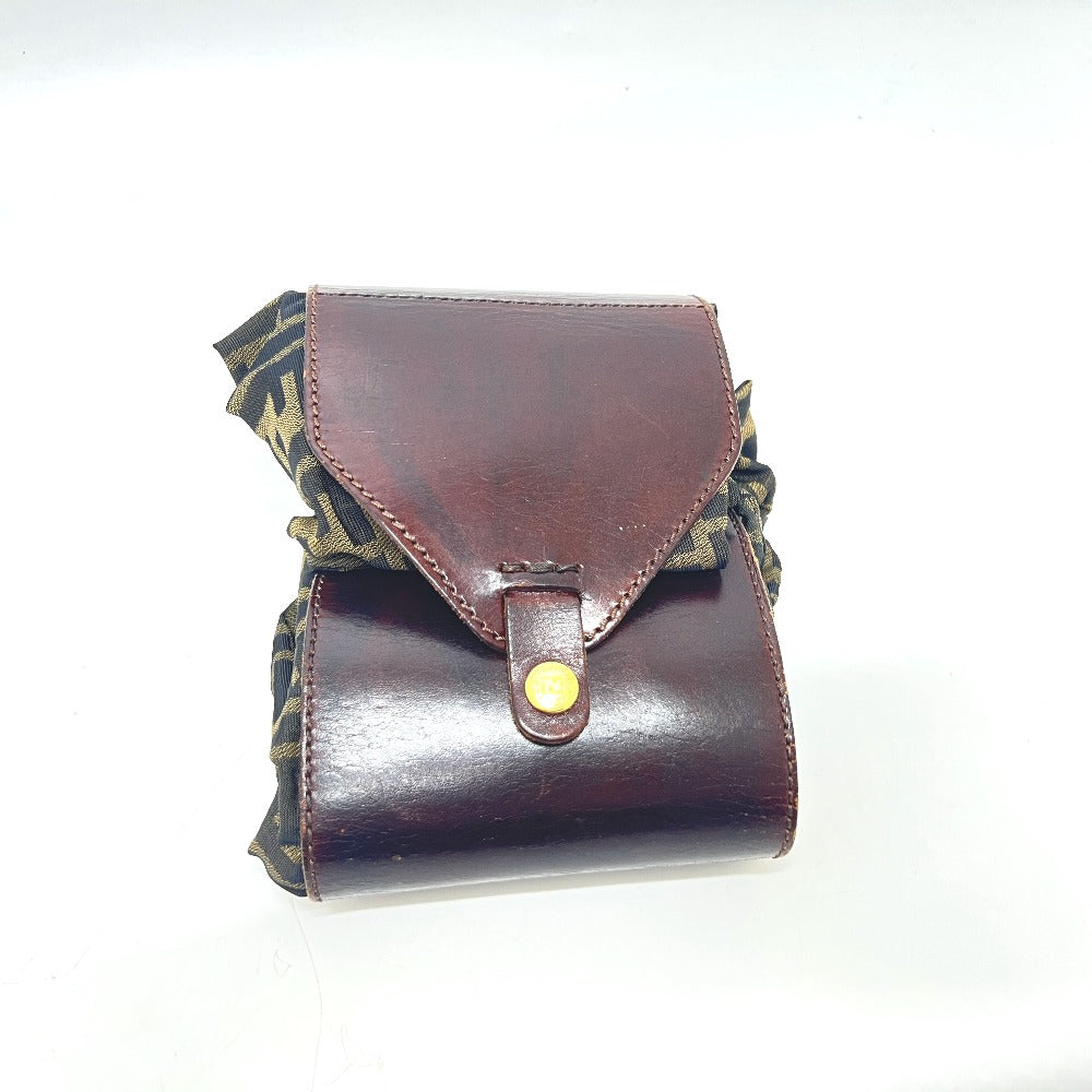 FENDI Tote Bag Leather / canvas Brown Zucca Pattern