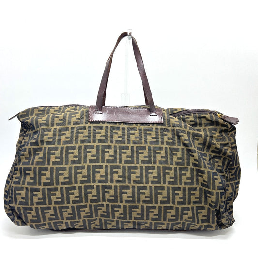 FENDI Tote Bag Leather / canvas Brown Zucca Pattern