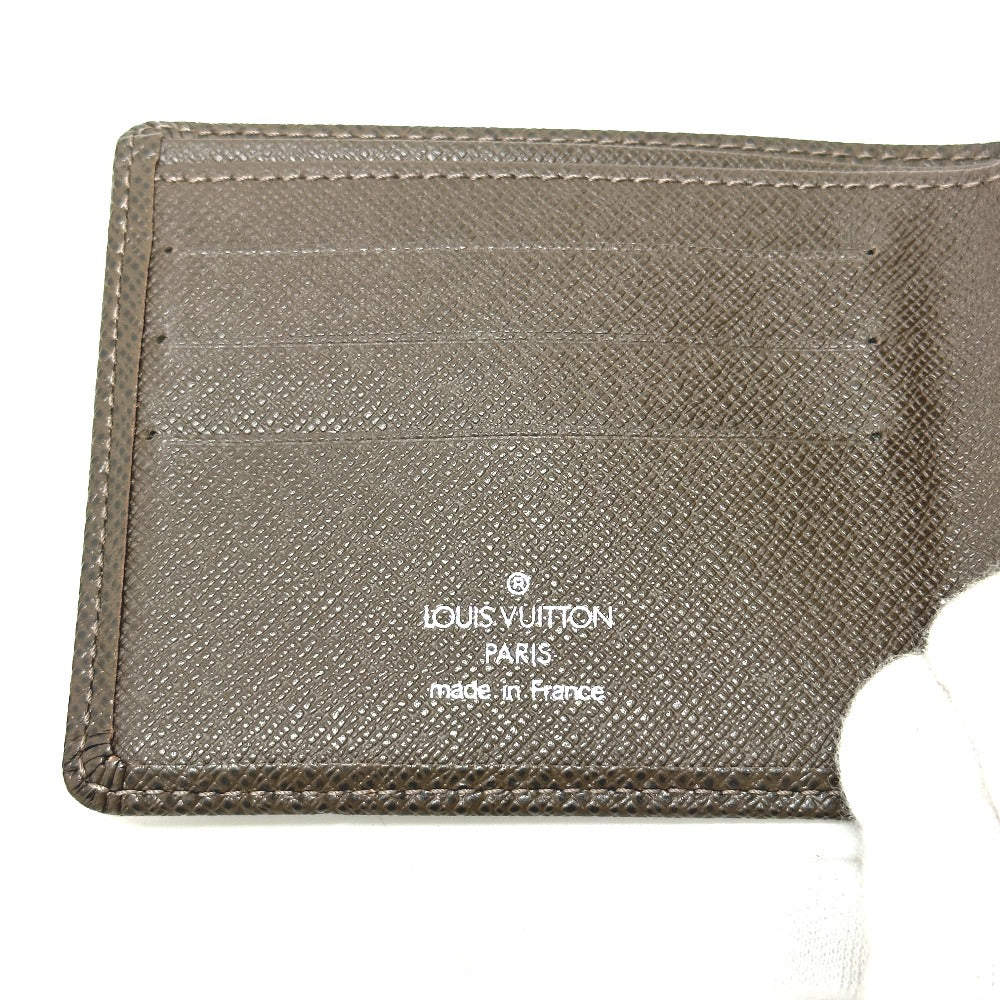 LOUIS VUITTON Folded wallet M30488 Taiga Leather Brown Portobier 6 Cult Credit