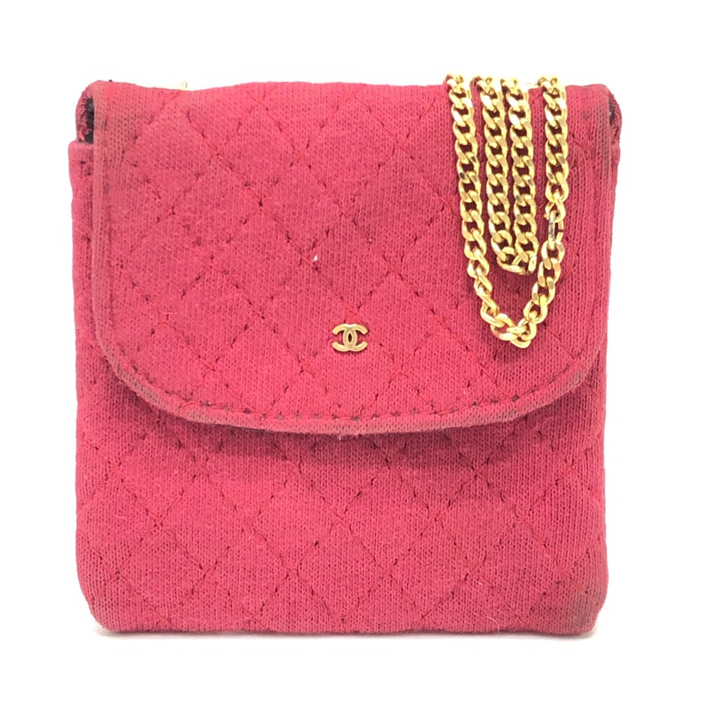 CHANEL Shoulder Bag Jersey Red COCO Mark Matrasse