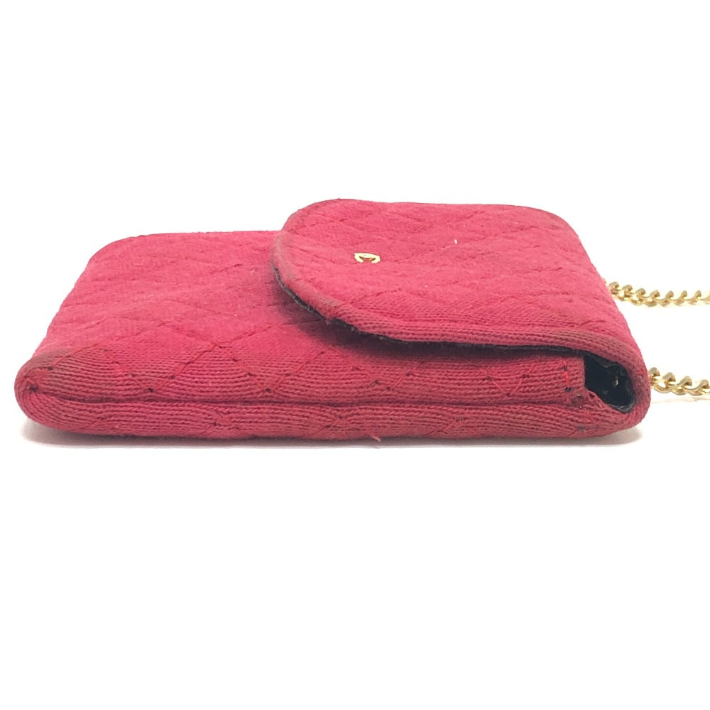 CHANEL Shoulder Bag Jersey Red COCO Mark Matrasse