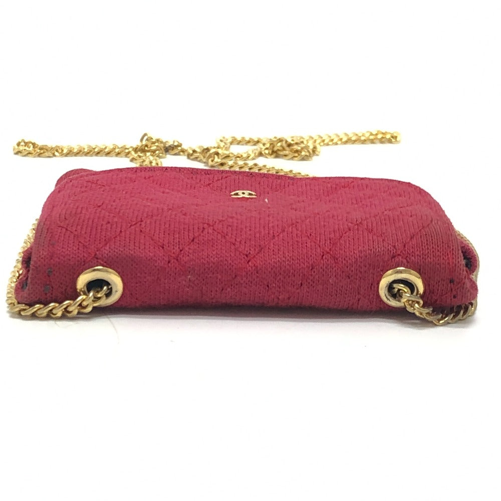 CHANEL Shoulder Bag Jersey Red COCO Mark Matrasse