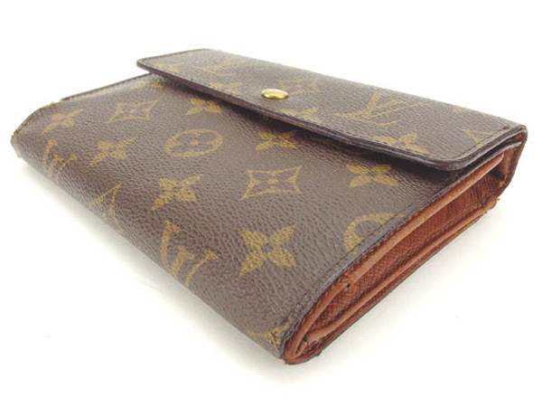 LOUIS VUITTON Tri-fold wallet M61202 PVCx leather Brown Porte TresorEtui Papie