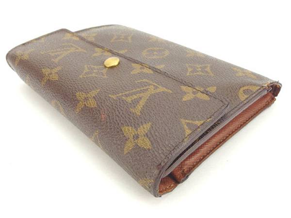 LOUIS VUITTON Tri-fold wallet M61202 PVCx leather Brown Porte TresorEtui Papie