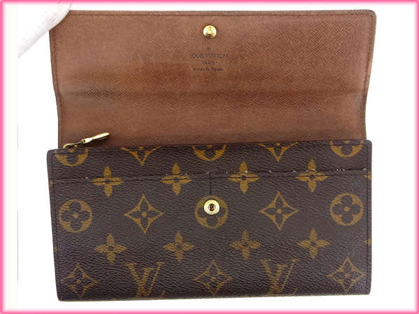 LOUIS VUITTON Long Wallet Purse M61725 Brown /Pochette Porte Monnaie Credit