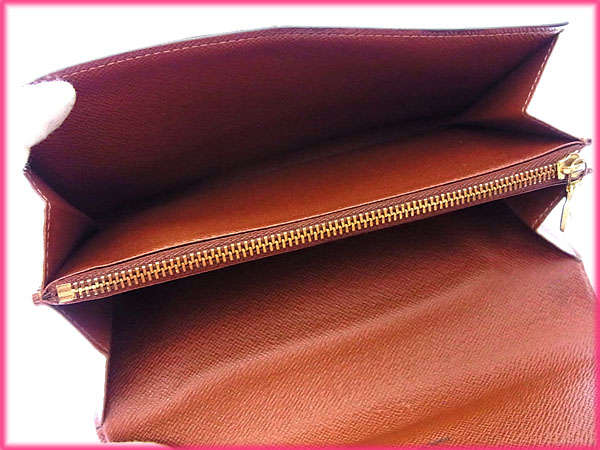 LOUIS VUITTON Long Wallet Purse M61725 Brown Pochette Porto Monécredi