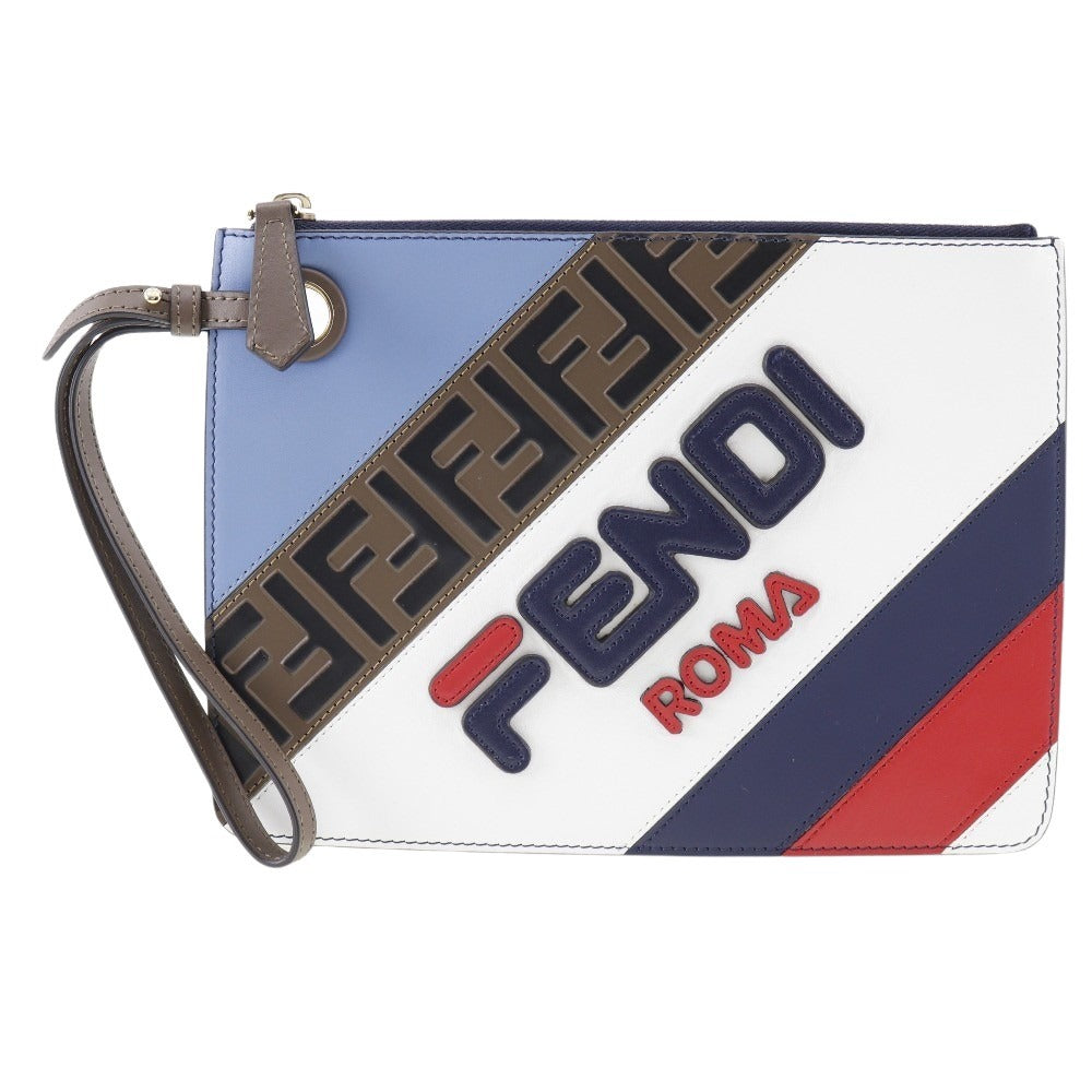 FENDI Clutch bag 8BS020 leather blue FILA collaboration Fendi Mania unisex(Unisex) Used Authentic