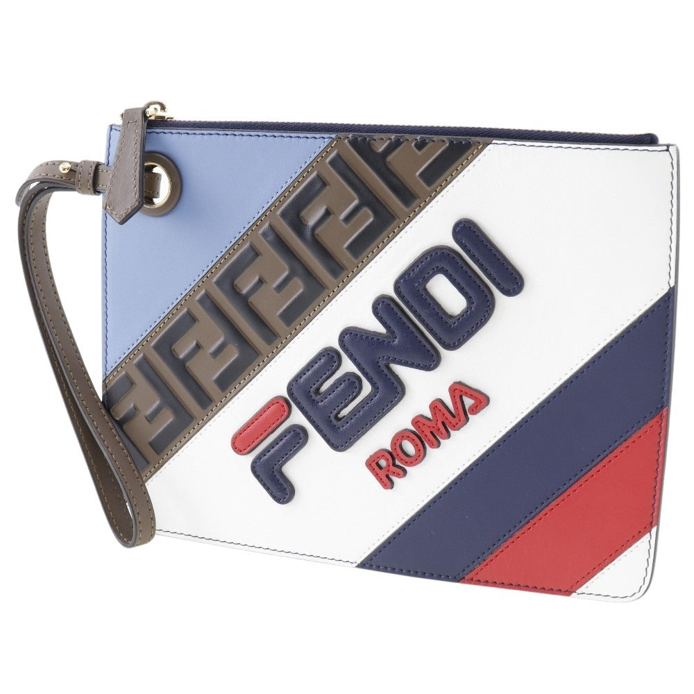 FENDI Clutch bag 8BS020 leather blue FILA collaboration Fendi Mania unisex(Unisex) Used Authentic