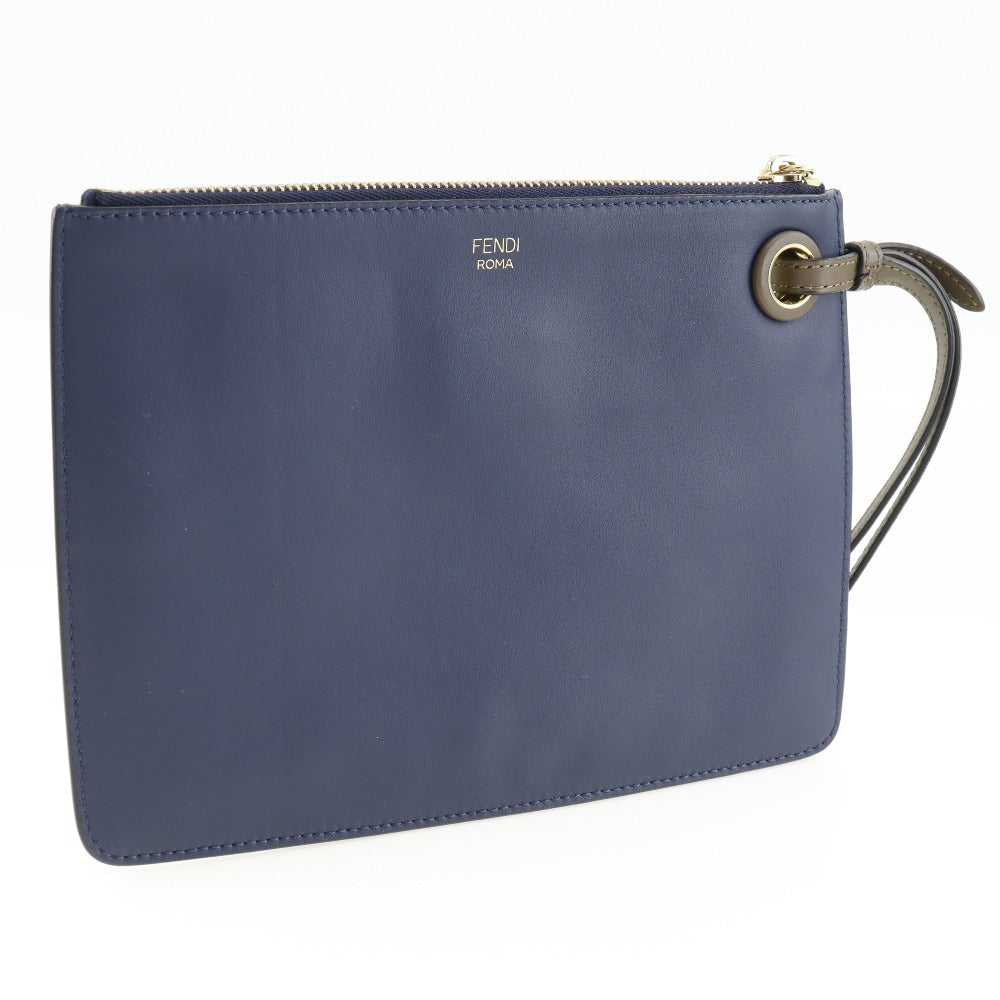 FENDI Clutch bag 8BS020 leather blue FILA collaboration Fendi Mania unisex(Unisex) Used Authentic