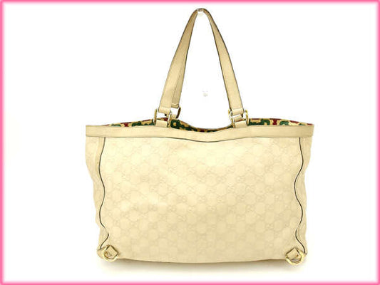 GUCCI Tote Bag leather white