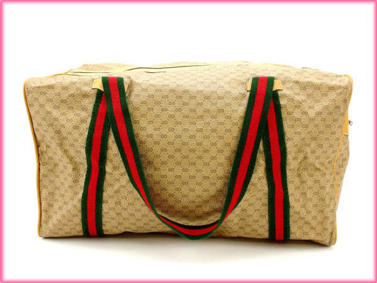 GUCCI Boston Duffel bag leather Beige x green x red vintage
