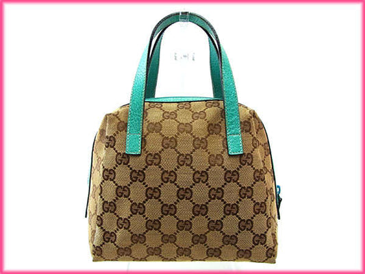 GUCCI Handbag 124542 GG canvas Beige x brown x green