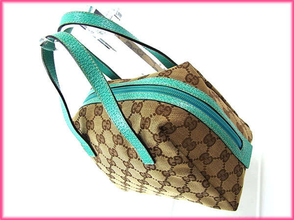GUCCI Handbag 124542 GG canvas Beige x brown x green