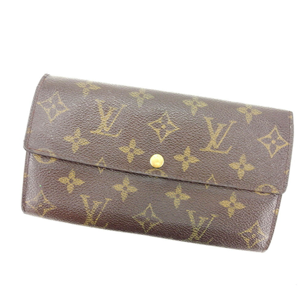 LOUIS VUITTON Long Wallet Purse M61730 PVCx leather Brown Portonebi Tresol