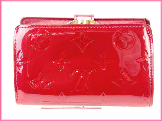 LOUIS VUITTON Bifold Wallet M91980 Enamel leather Red Portefeuille Vienova